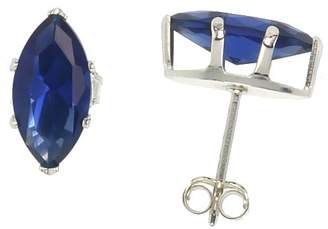 Sabrina Silver Sterling Silver Cubic Zirconia Marquise Sapphire Earrings Studs Navy color 1.0 carat/pair