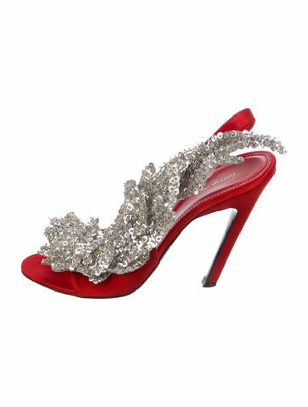 Balenciaga Sequin Embellishments Slingback Sandals Red - ShopStyle