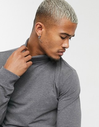 ONLY & SONS long sleeve jersey roll neck in grey