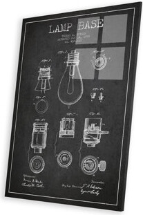 17 Stories Lamp Base Charcoal Patent Blueprint On Plastic/Acrylic by Aged Pixel Painting