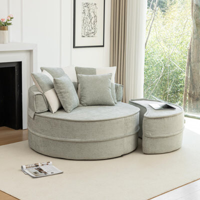 Oversized Round Accent Velvet Barrel Chair