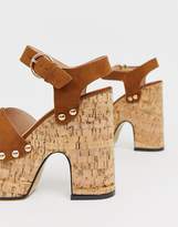 Thumbnail for your product : Truffle Collection cork heeled sandals in tan