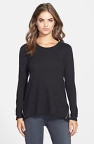 Thumbnail for your product : Vince Camuto Zip Back Slubbed Crewneck Tee