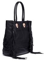 Thumbnail for your product : Nobrand Metal skull fringe leather tote
