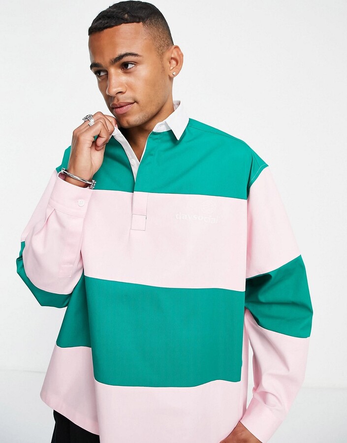 ASOS DESIGN ASOS Daysocial boxy oversized rugby shirt in color block -  ShopStyle
