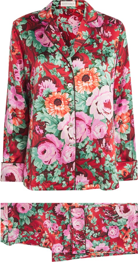 Olivia von Halle Silk Floral Lila Pyjama Set