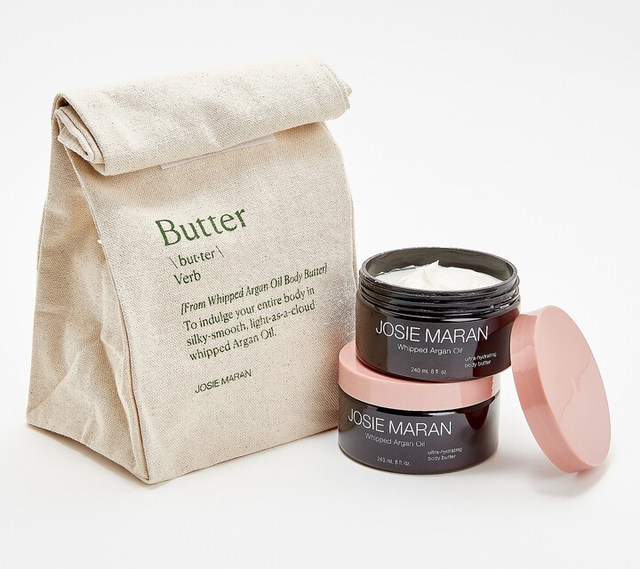 Josie Maran Argan Whipped Body Butter 8 oz. Duo with Bag