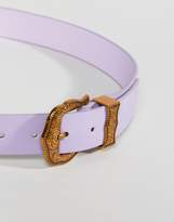Thumbnail for your product : ASOS Design Lilac Western Belt with Old Gold Buckle