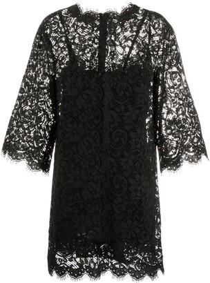 Dolce & Gabbana Box Pleat Lace Dress - ShopStyle
