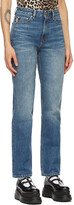 Thumbnail for your product : Ganni Blue High-Waisted Straight Jeans