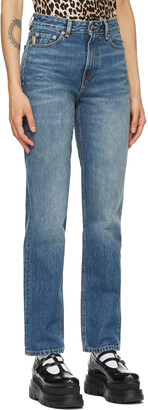 Ganni Blue High-Waisted Straight Jeans
