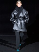 Thumbnail for your product : Balenciaga Oversized Faux-leather Wrap Coat - Black