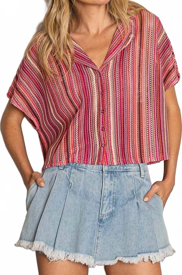 POL Savannah Striped Crop Top In Multi