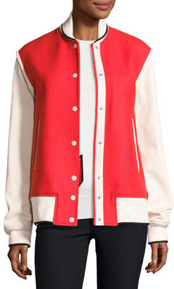 Rag & Bone Edith Wool-Blend Colorblock Varsity Jacket, Red/Ivory