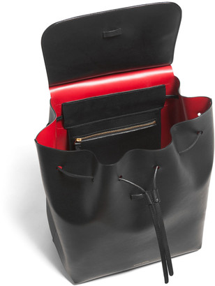 Mansur Gavriel Leather Flap-Top Backpack, Black/Red