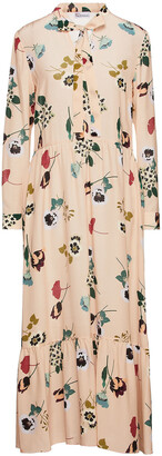 RED Valentino Pussy-bow gathered floral-print silk-crepe midi dress