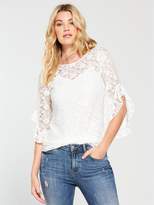 Thumbnail for your product : Very Lace Fluted Sleeve Top - Ivory