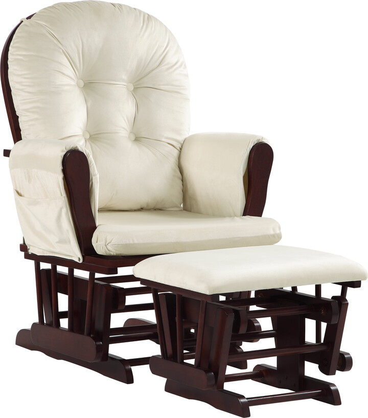Suite Bebe Cleo Glider and Ottoman in Espresso Finish with Beige Cushion