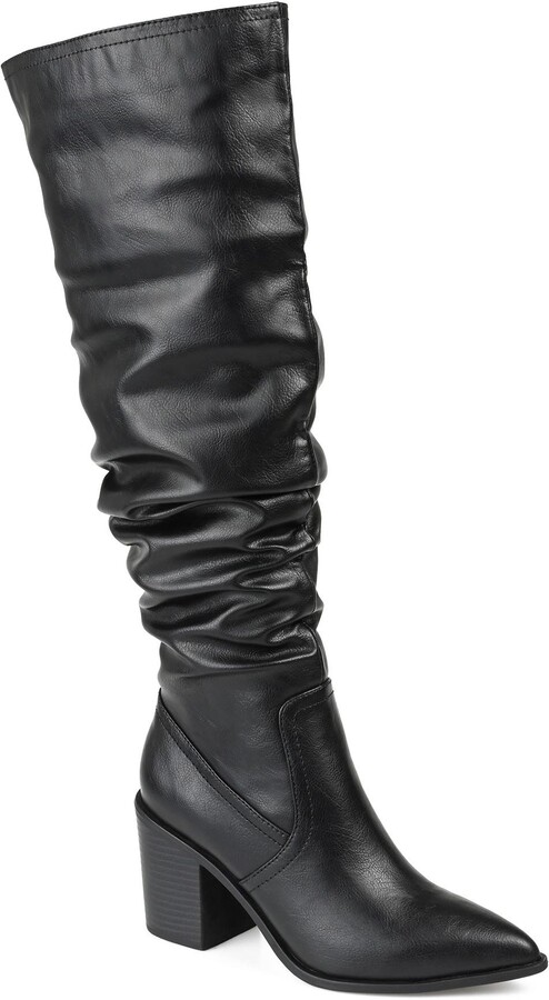 womens black leather slouch boots