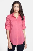 Thumbnail for your product : Foxcroft Button Pocket Roll Sleeve Shirt (Petite)