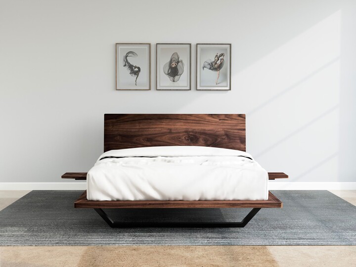 Nelson Platform Bed | Modern Frame With Adjustable Headboard Queen King Wooden