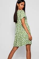 Thumbnail for your product : boohoo Polka Dot Gathered Waist Smock Dress