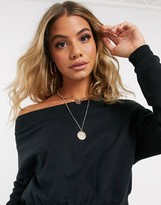 Thumbnail for your product : ASOS DESIGN tracksuit off shoulder sweat / jogger