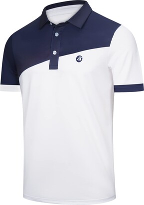 AULEEGAR Mens Polo Shirts Short Sleeve Golf T Shirt Plus Size White Blue  XXL - ShopStyle
