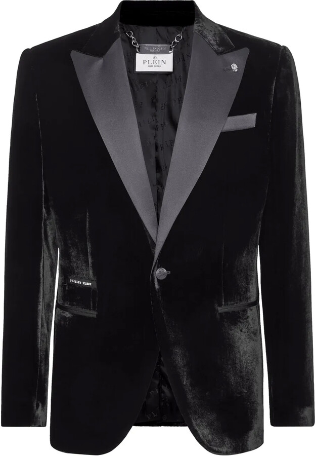 Philipp Plein Single-Breasted Velvet Blazer