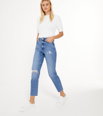 New Look Ripped Knee High Waist Tori Mom Jeans - ShopStyle