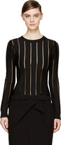 Thumbnail for your product : Balmain Black Sheer Stripe Fitted Crewneck Top