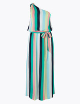 New M/&S Womans Ladies Coral Stripe kaftan Beach Summer Dress Size 10 12 14