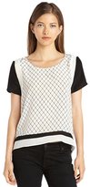 Thumbnail for your product : Aryn K black and white silk woven lattice print top