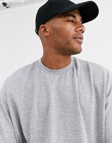 Thumbnail for your product : ASOS DESIGN oversized longline t-shirt with crew neck in gray marl