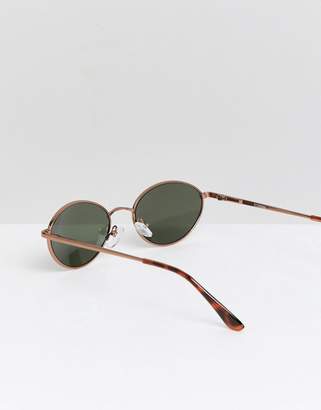 ASOS Design Metal Angled Oval In Bronze With Smoke Lens