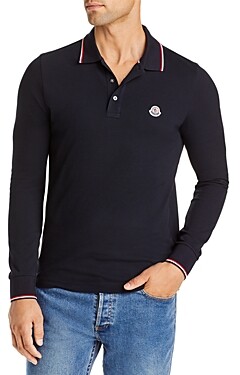 Moncler Maglia Long-Sleeve Flag Trimmed Regular Fit Polo Shirt - ShopStyle