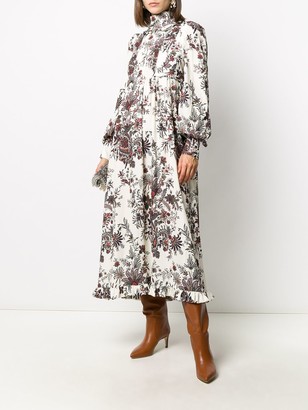 Paco Rabanne Floral Long-Sleeve Midi Dress