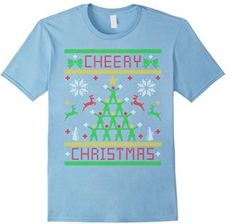 Men's Cheery Christmas Chearleader Cheering Ugly Christmas Sweater Large