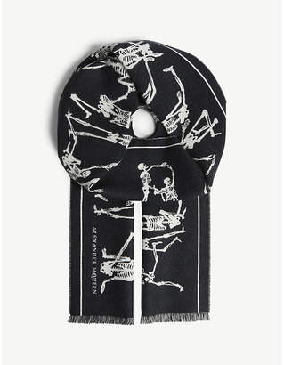 Alexander McQueen Dancing skeleton print wool scarf