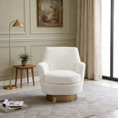 Latitude Run Velvet Swivel Barrel Chair Swivel Accent Chairs Armchair