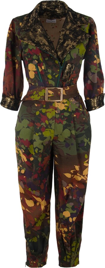 Rua Rua Camouflage Printed Cotton Leather Loose Fit Jumpsuit