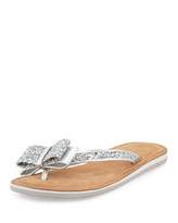 Thumbnail for your product : Kate Spade Icarda Glitter Bow Flat Thong Sandal, Silver