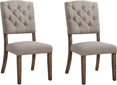Wildon Home Robicheaux Tufted Linen Side Chair in OakUpholstered dining room chairdinning chairkitchen chair