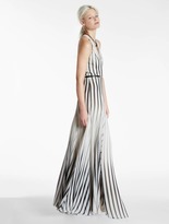 Thumbnail for your product : Halston Stripe Printed Gown With Belt
