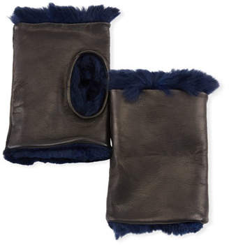 Guanti Giglio Fiorentino Fingerless Leather Gloves w/ Fur Lining