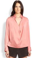 Thumbnail for your product : Halston Silk Cowl-Front Blouse
