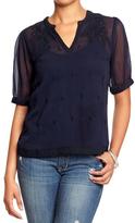 Thumbnail for your product : Old Navy Women's Embroidered Crinkle-Chiffon Tops