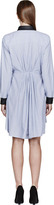 Thumbnail for your product : Band Of Outsiders Blue Pinstriped Leather-Trimmed Shirt Dress