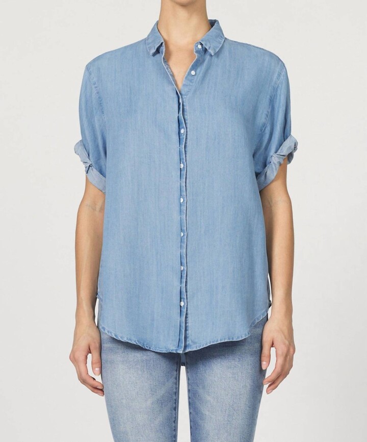 DEAR JOHN DENIM Benning Button Front Shirt In Bleached Denim