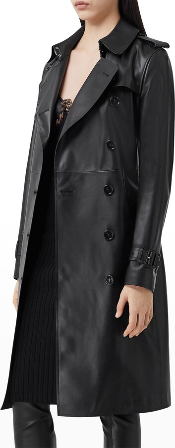 Women Black Leather Trench Coat | Shop the world's largest 